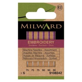 Aiguilles machine à broder assorties 75/11 et 90/14 - lot de 6 - Milward