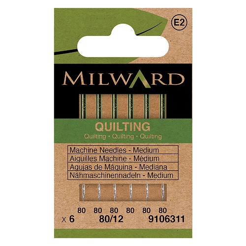 Aiguilles machine à coudre Quilting 80/12 - lot de 6 - Milward Aiguilles machine à coudre Quilting 80/12 - lot de 6 - Milward