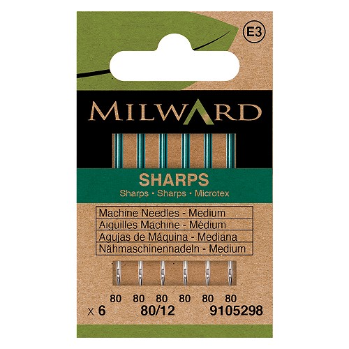 Aiguilles machine à coudre Sharps 80/12 - lot de 6 - Milward Aiguilles machine à coudre Sharps 80/12 - lot de 6 - Milward