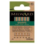 Aiguilles machine à coudre Sharps assorties 60/8, 70/10, 80/12 - lot de 6 - Milward