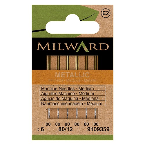 Aiguilles machine pour fil métallique 80/12 - lot de 6 - Milward Aiguilles machine pour fil métallique 80/12 - lot de 6 - Milward