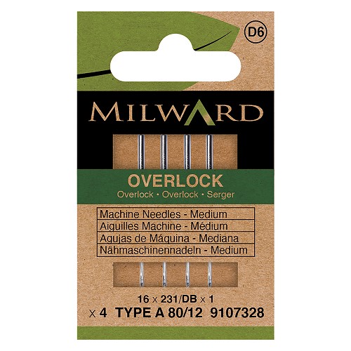 Aiguilles surjeteuse 16x231 / DBx1 80/12 - lot de 4 - Milward Aiguilles surjeteuse 16x231 / DBx1 80/12 - lot de 4 - Milward