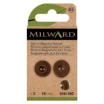 Boutons magnétiques 18 mm - Laiton - lot de 3 - Milward