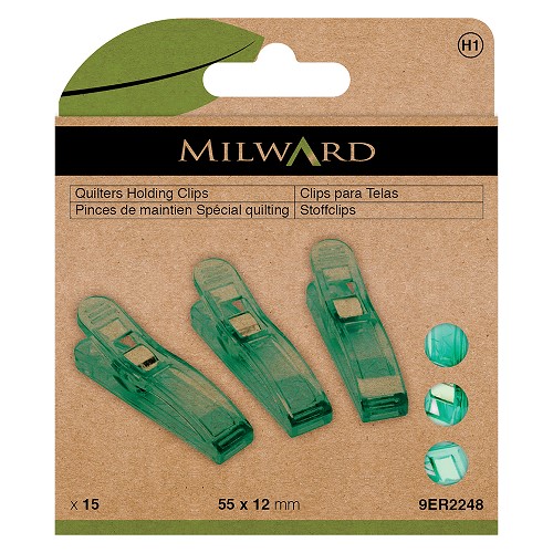 Pinces de maintien quilting 55 × 12 mm - lot de 15 - Milward Pinces de maintien quilting 55 × 12 mm - lot de 15 - Milward