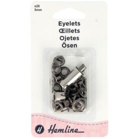 Œillets 5 mm noirs avec outil de pose - lot de 20