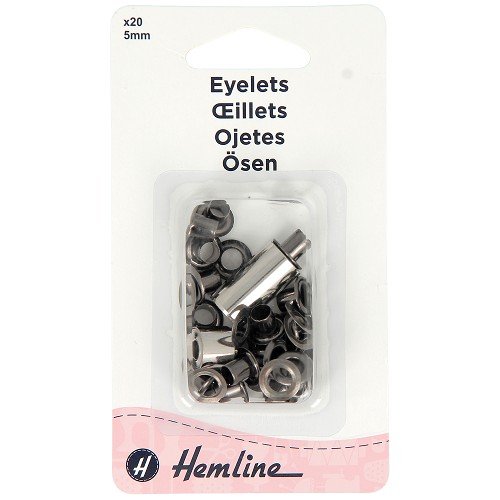 Œillets 5 mm noirs avec outil de pose - lot de 20 Œillets 5 mm noirs avec outil de pose - lot de 20