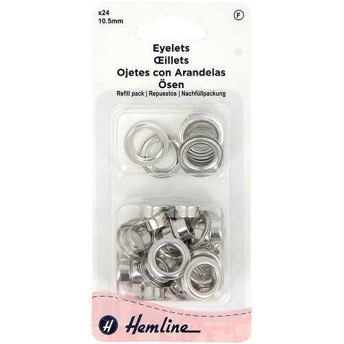 Œillets argentés 10 mm - lot de 24 Œillets argentés 10 mm - lot de 24