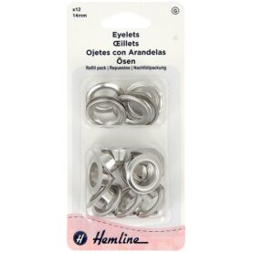 Œillets argentés 14 mm - lot de 12