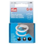 Œillets avec rondelles Prym 11 mm argent - lot de 20