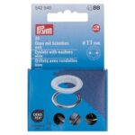 Œillets avec rondelles Prym 11 mm blanc - lot de 20
