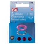 Œillets avec rondelles Prym 11 mm fuchsia - lot de 20