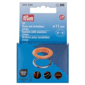 Œillets avec rondelles Prym 11 mm orange - lot de 20