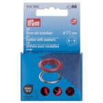Œillets avec rondelles Prym 11 mm rouge - lot de 20