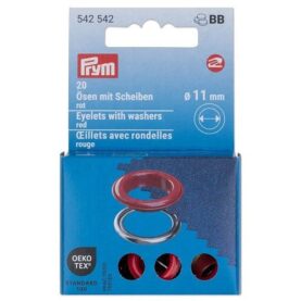 Œillets avec rondelles Prym 11 mm rouge - lot de 20