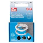 Œillets avec rondelles Prym 14 mm argent - lot de 15