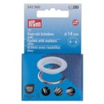 Œillets avec rondelles Prym 14 mm blanc - lot de 15