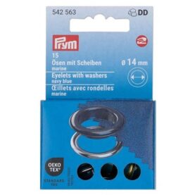 Œillets avec rondelles Prym 14 mm bleu marine - lot de 15