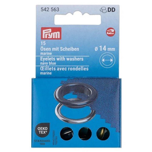 Œillets avec rondelles Prym 14 mm bleu marine - lot de 15 Œillets avec rondelles Prym 14 mm bleu marine - lot de 15