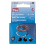 Œillets avec rondelles Prym 14 mm brun foncé - lot de 15