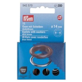 Œillets avec rondelles Prym 14 mm brun foncé - lot de 15