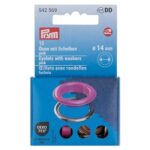 Œillets avec rondelles Prym 14 mm fuchsia - lot de 15