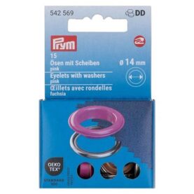 Œillets avec rondelles Prym 14 mm fuchsia - lot de 15