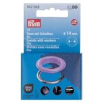 Œillets avec rondelles Prym 14 mm lilas - lot de 15