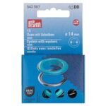Œillets avec rondelles Prym 14 mm menthe - lot de 15
