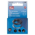 Œillets avec rondelles Prym 14 mm noir - lot de 15