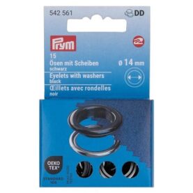 Œillets avec rondelles Prym 14 mm noir - lot de 15
