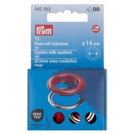 Œillets avec rondelles Prym 14 mm rouge - lot de 15