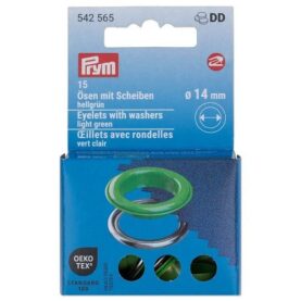 Œillets avec rondelles Prym 14 mm vert clair - lot de 15