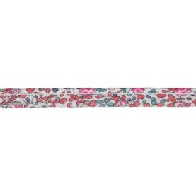 Passepoil Liberty 10 mm au mètre - Fleurs roses