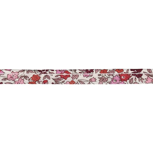 Passepoil Liberty 10 mm au mètre - Fleurs roses et rouges Passepoil Liberty 10 mm au mètre - Fleurs roses et rouges