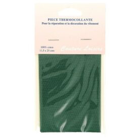 Pièce thermocollante percale 11,5 × 25 cm - vert foncé