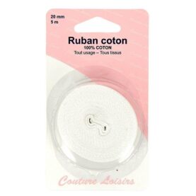 Ruban sergé coton 20 mm blanc - 5 m