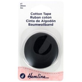 Ruban sergé coton 20 mm noir - 5 m