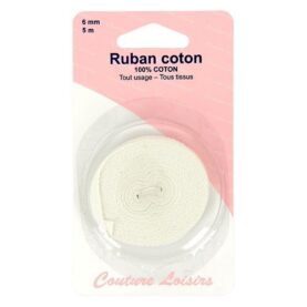 Ruban sergé coton 6 mm blanc - 5 m