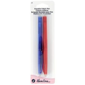 Stylos effaçables pour tissu bleu et rouge - lot de 2