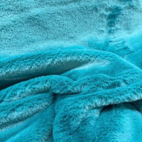 Tissu fausse fourrure à poil ras, coloris bleu canard