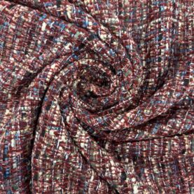 Tissu lainage tweed à paillettes Chacha bordeaux