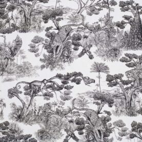 Toile de coton Animalia édition Thevenon Paris - Noir fond écru