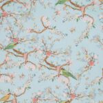 Toile de coton Birds édition Thevenon Paris - Fond bleu