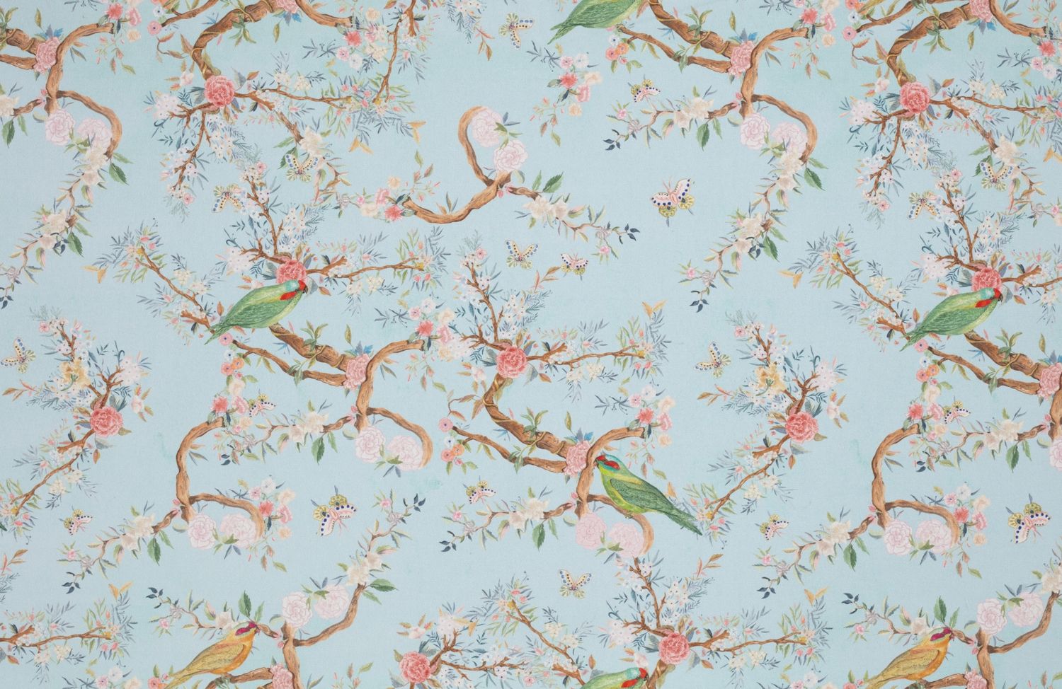 Toile de coton Birds édition Thevenon Paris - Fond bleu Toile de coton Birds édition Thevenon Paris - Fond bleu