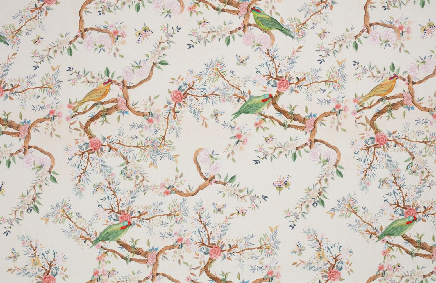 Toile de coton Birds édition Thevenon Paris - Fond ivoire Toile de coton Birds édition Thevenon Paris - Fond ivoire