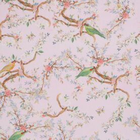 Toile de coton Birds édition Thevenon Paris - Fond rose
