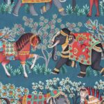 Toile de coton Bohemian Rhapsodi édition Thevenon Paris - Fond bleu canard