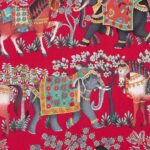 Toile de coton Bohemian Rhapsodi édition Thevenon Paris - Fond framboise