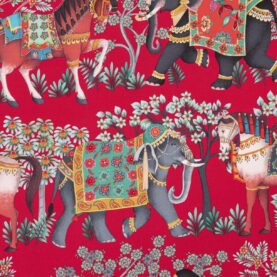 Toile de coton Bohemian Rhapsodi édition Thevenon Paris - Fond framboise