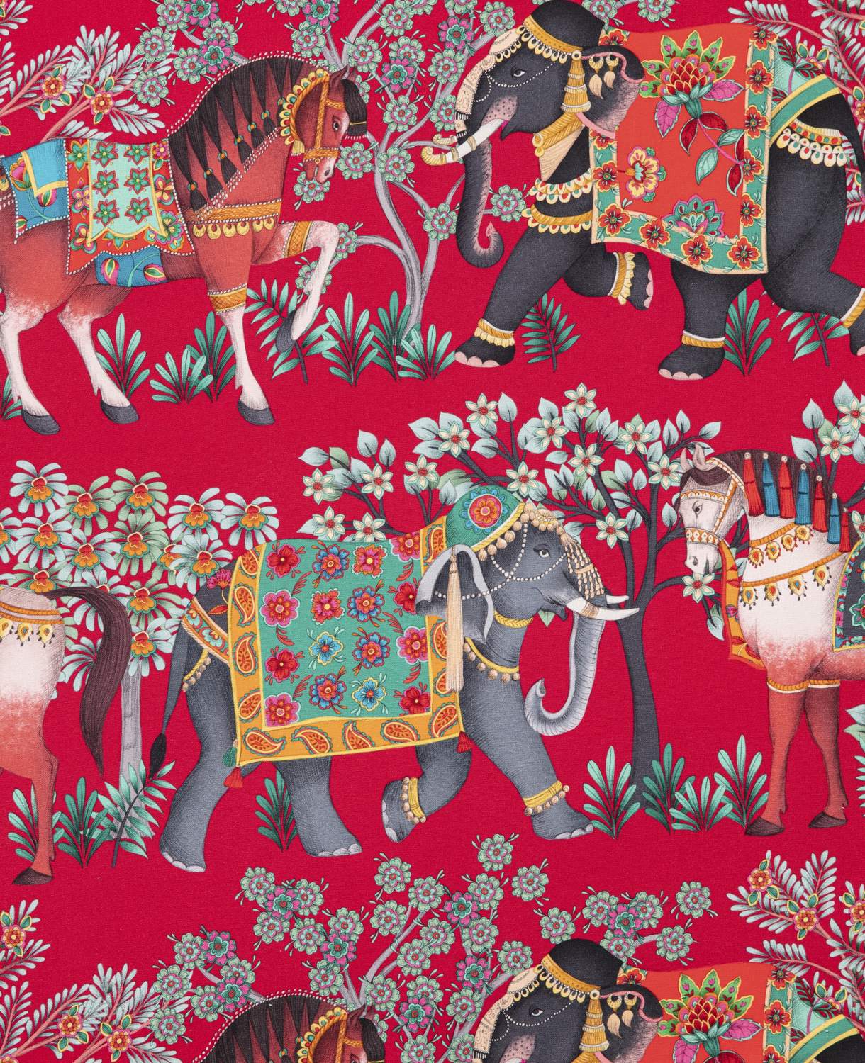 Toile de coton Bohemian Rhapsodi édition Thevenon Paris - Fond framboise Toile de coton Bohemian Rhapsodi édition Thevenon Paris - Fond framboise
